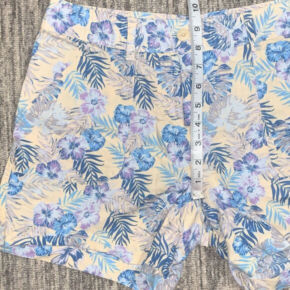 Jamaica Jaxx Women's Size 8 Tropical Floral Shorts Linen Blend Blue Purple Beach - Picture 5 of 7